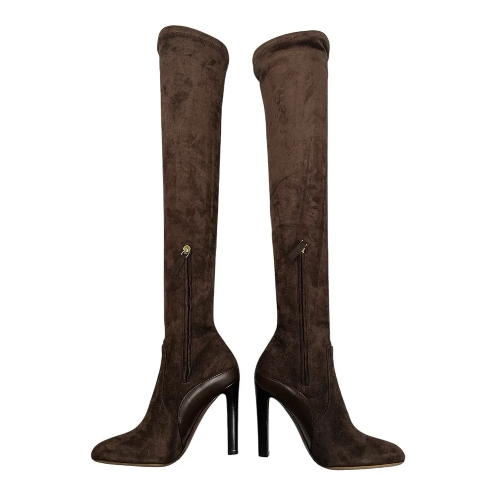 Ralph Lauren Purple Label Brown Suede Adrien High Boot Heel 36.5B EU 6 US NIB